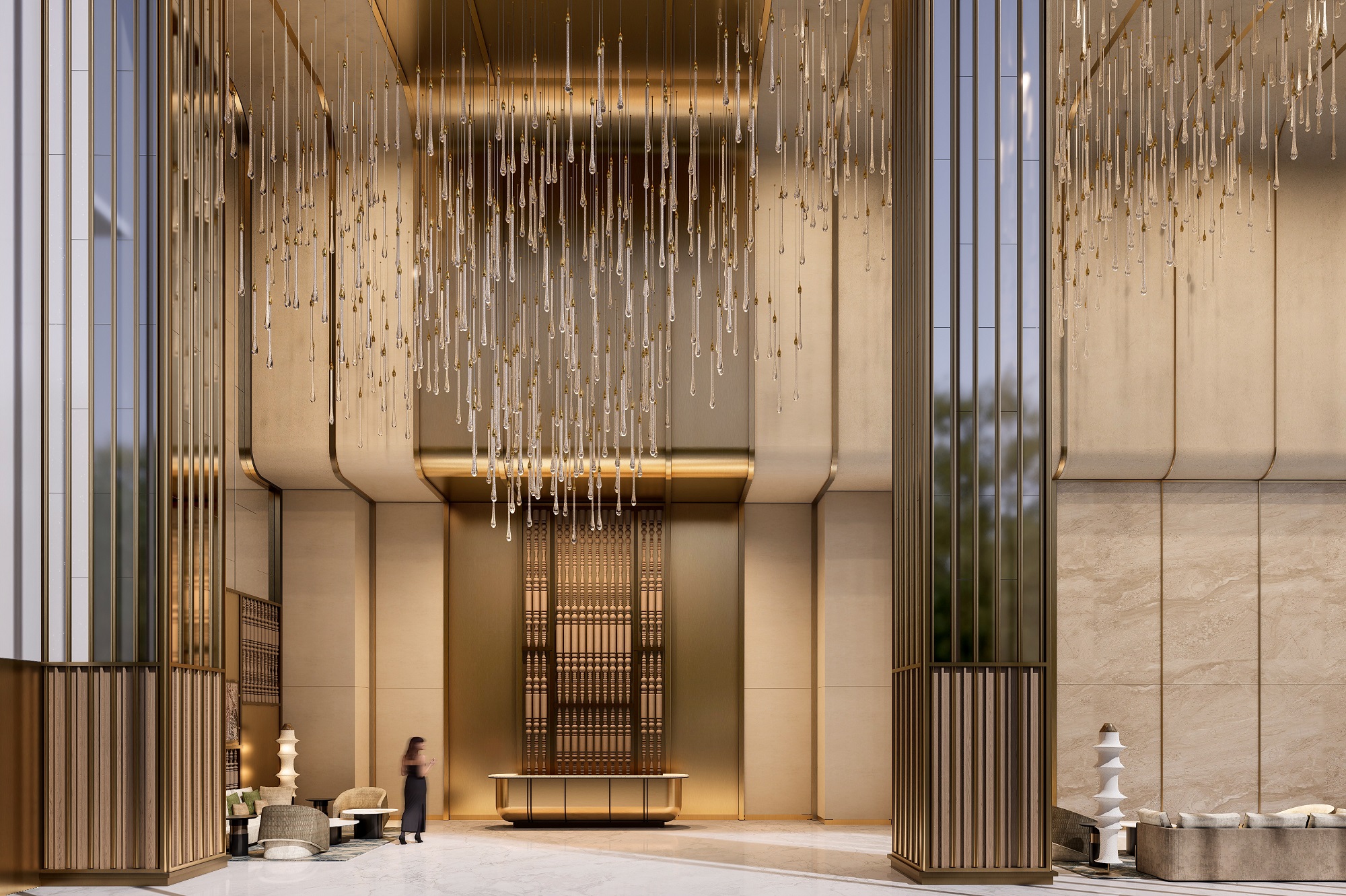 Sảnh đón của Sun Feliza Suites cao tới 14m – gấp 4 lần chiều cao các căn hộ thông thường.&nbsp;Ảnh: Sun Property.