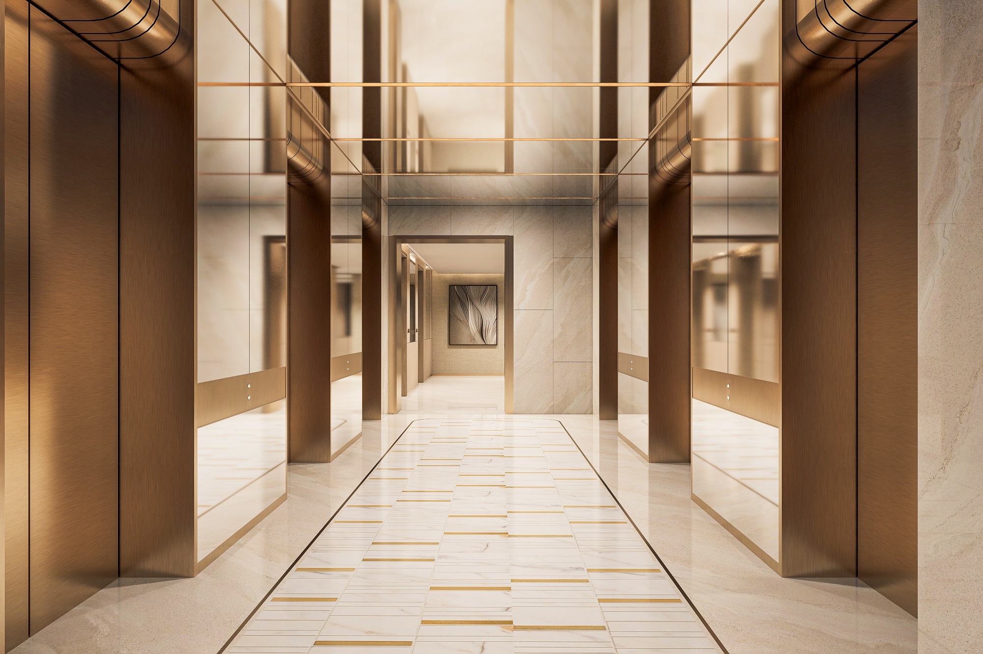 Thang máy “siêu tốc” 6m/s – một trong nhiều tiện ích đẳng cấp tại Sun Feliza Suites.